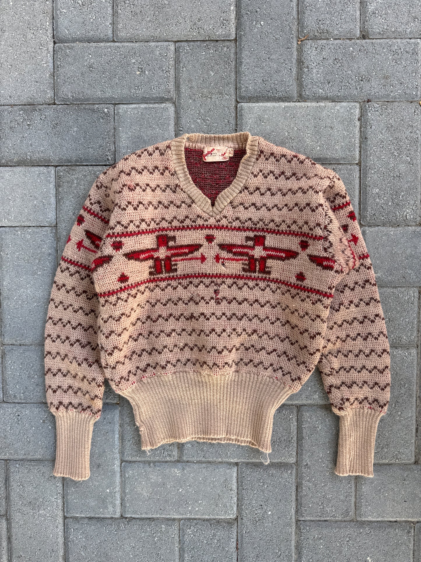 (M) True Vintage Jantzen 1940s Thunderbird Wool Sweater