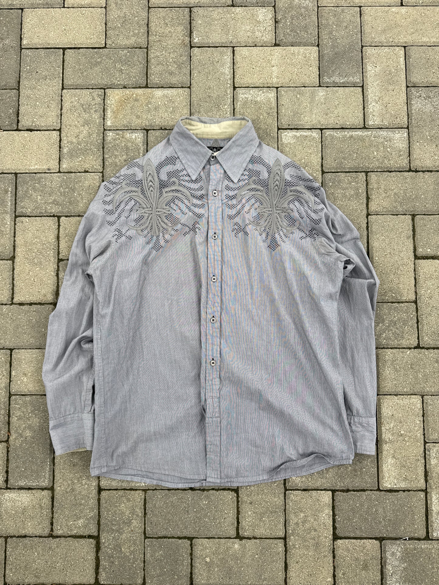 (XL) Roar Pinstripe Y2K Button-Up Shirt