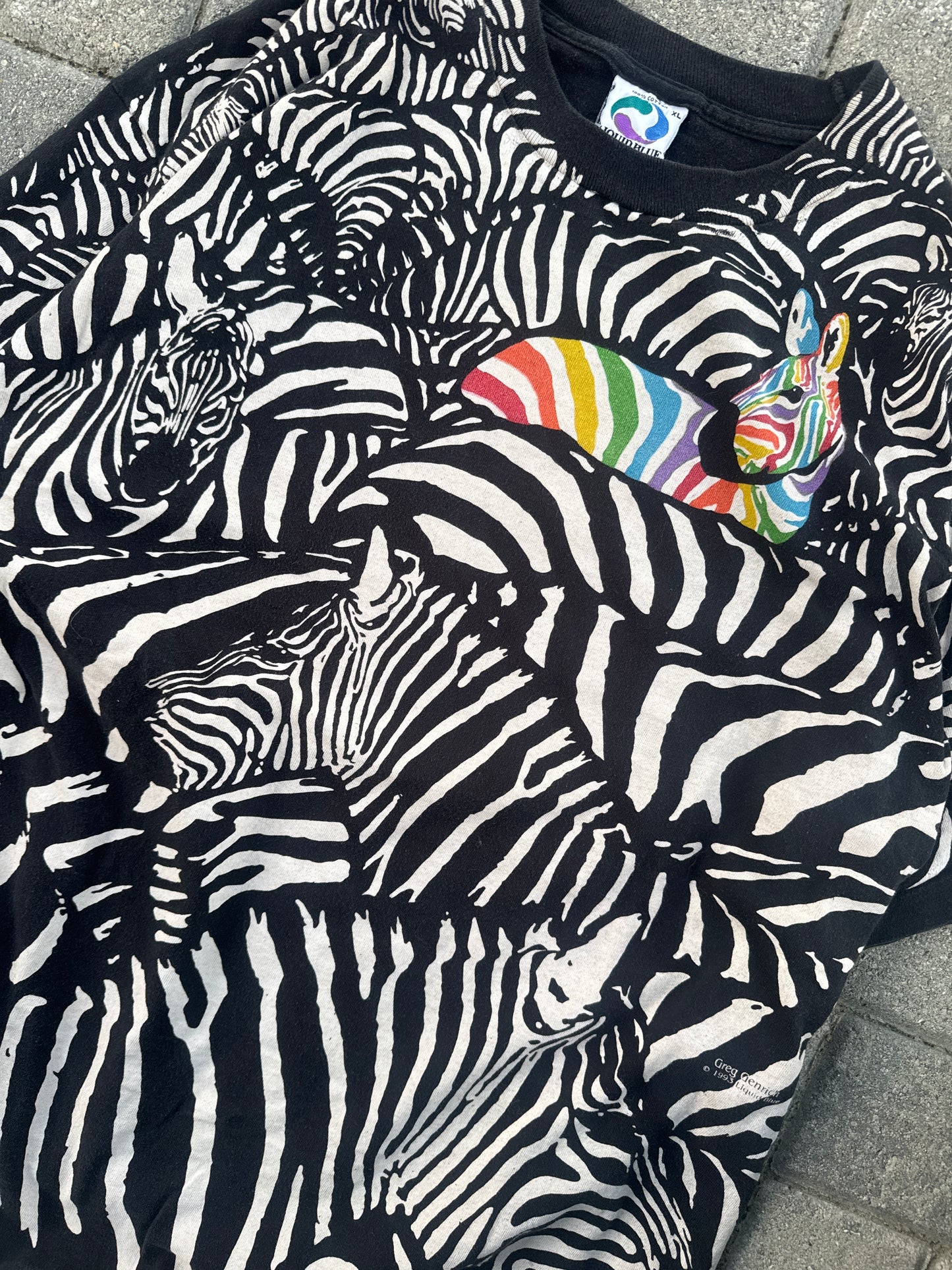 (XL) Vintage Zebra AOP Tee