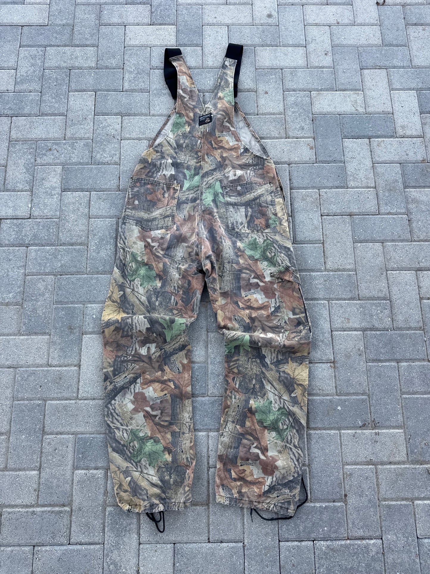 (36x34) Vintage Rattlers Advantage Wood Camo Cargo Overalls