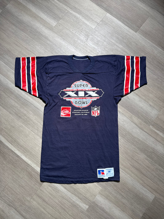 (M) 85’ Super Bowl Patriots V Neck Tee