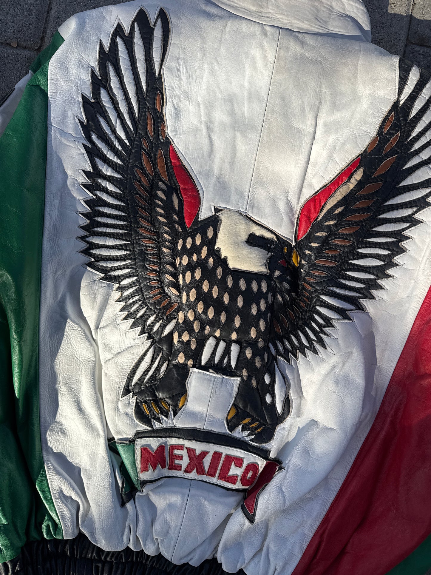 (L) Vintage Mexico Reversible Eagle Leather Jacket