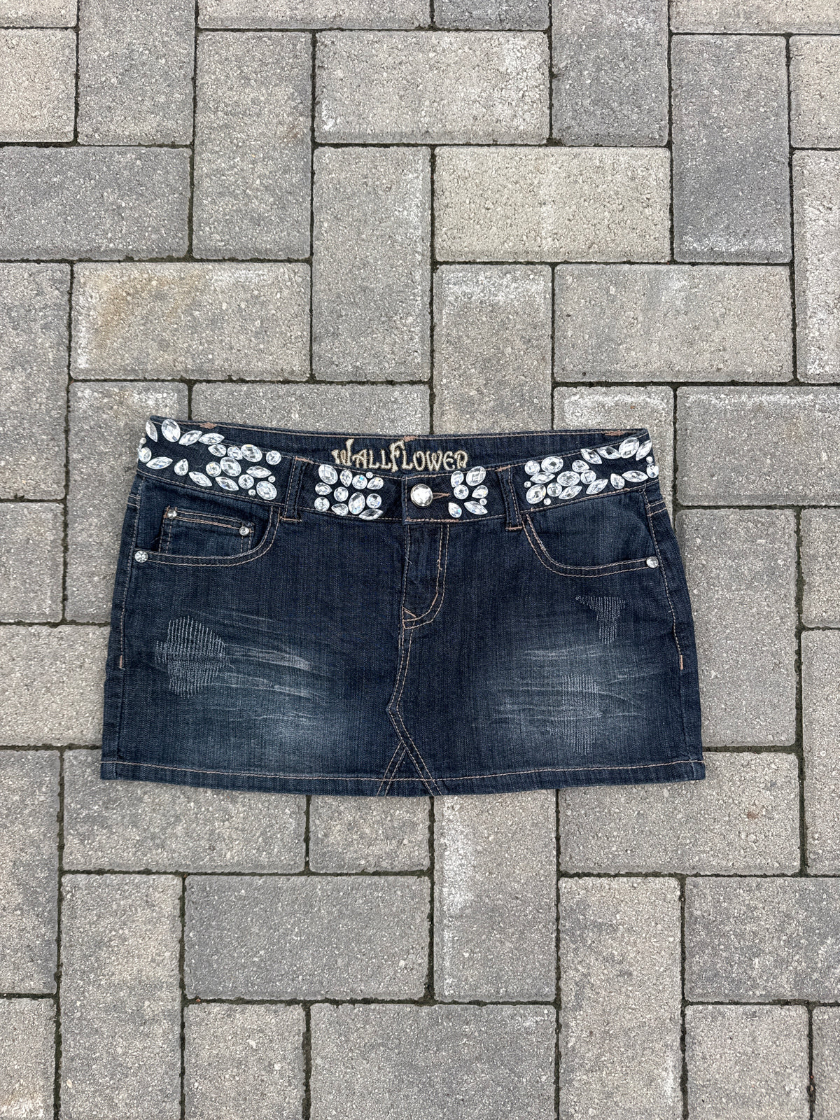 (9) Wall Flower Gemmed Denim Skirt