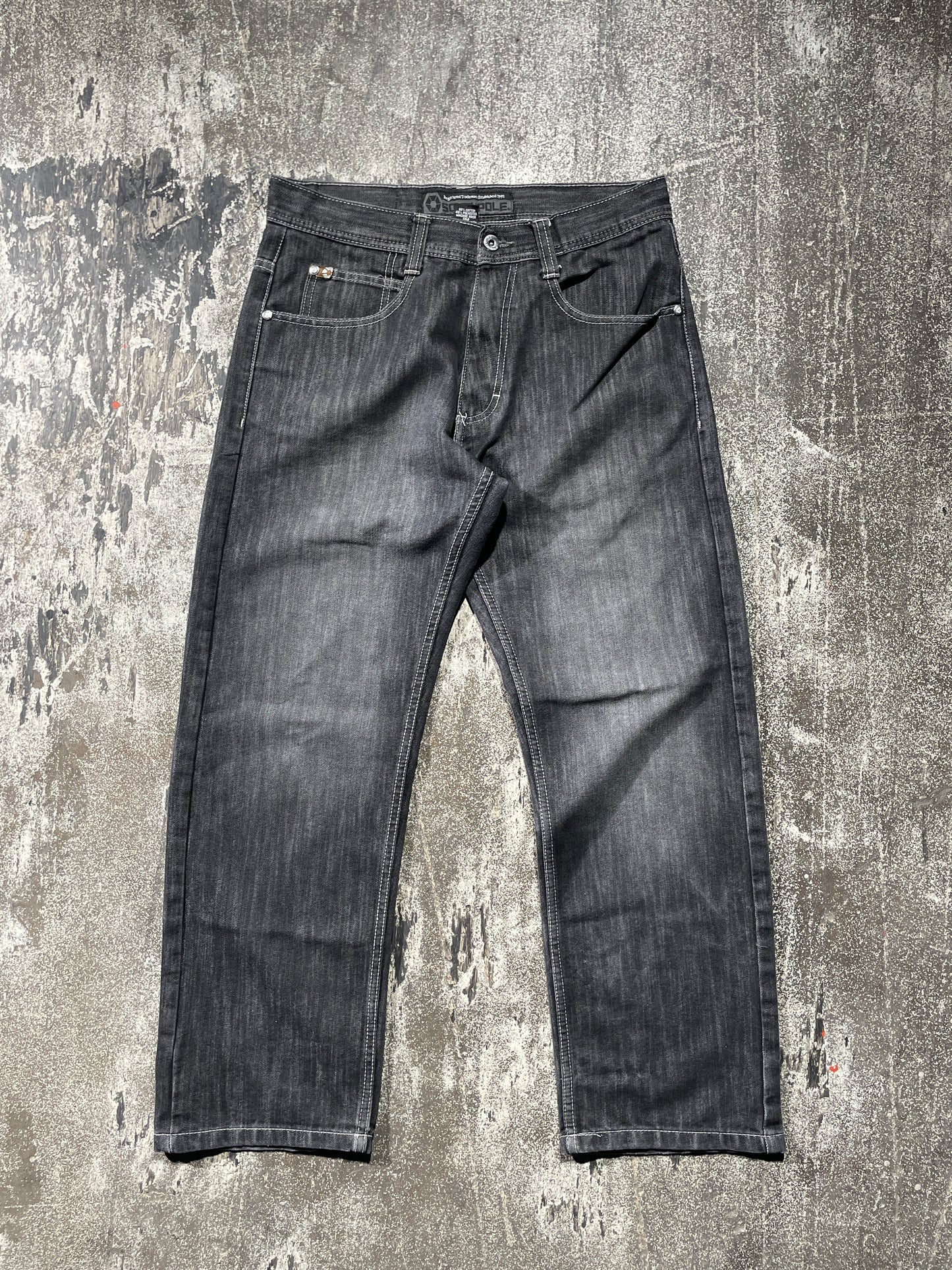 (32x30) SouthPole Charcoal Denims Brown Tab