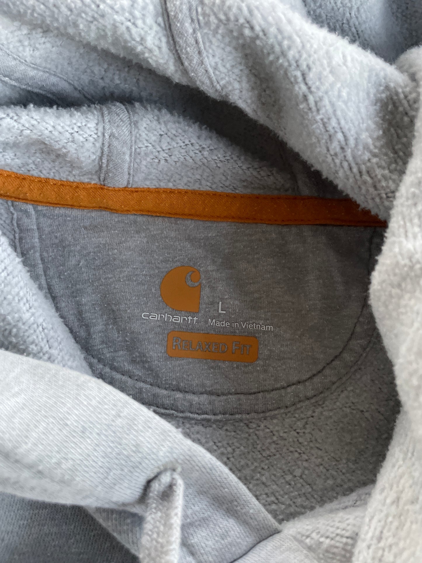 (L) Grey Carhartt Logo Hoodie