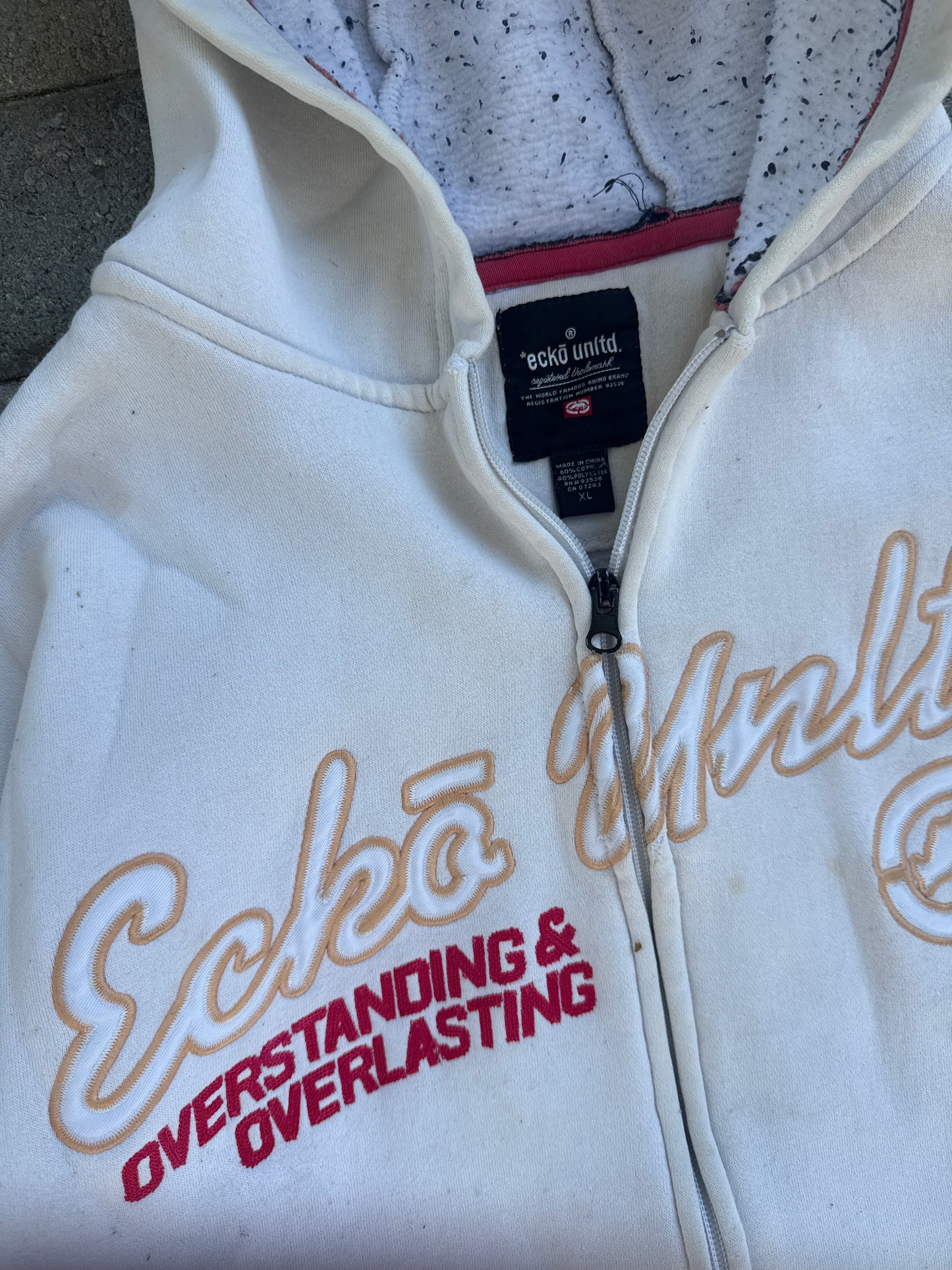 (XL) Y2K White Ecko Unltd. Zip Up Hoodie