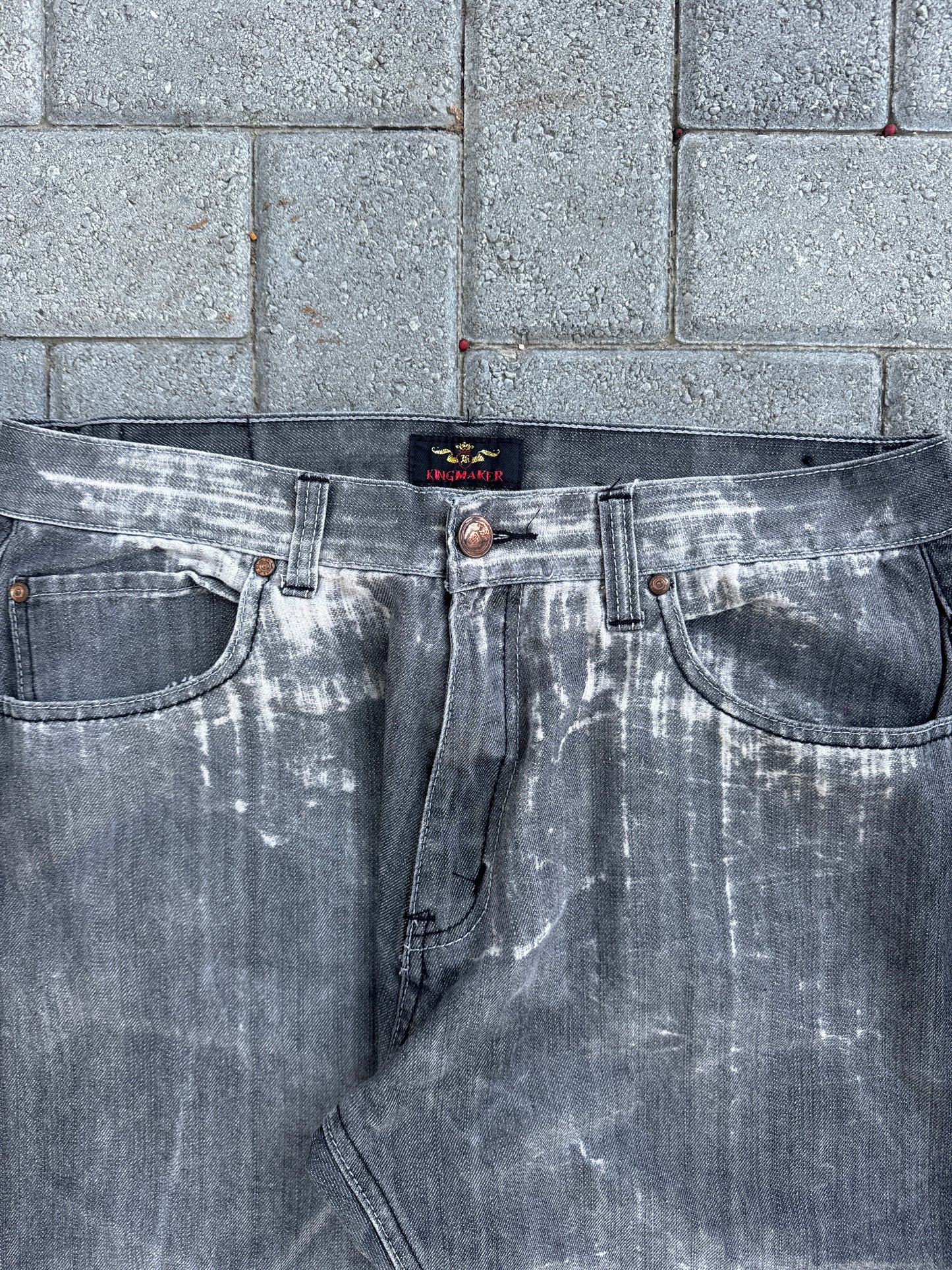 (38x30) King Marker Y2K Baggy Charcoal Denim Pants