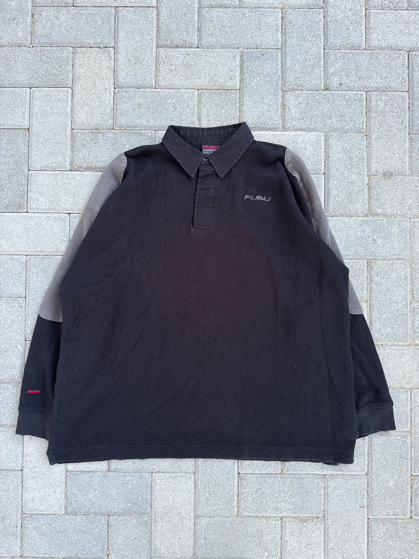 (L) Fubu Black Collared Long Sleeve