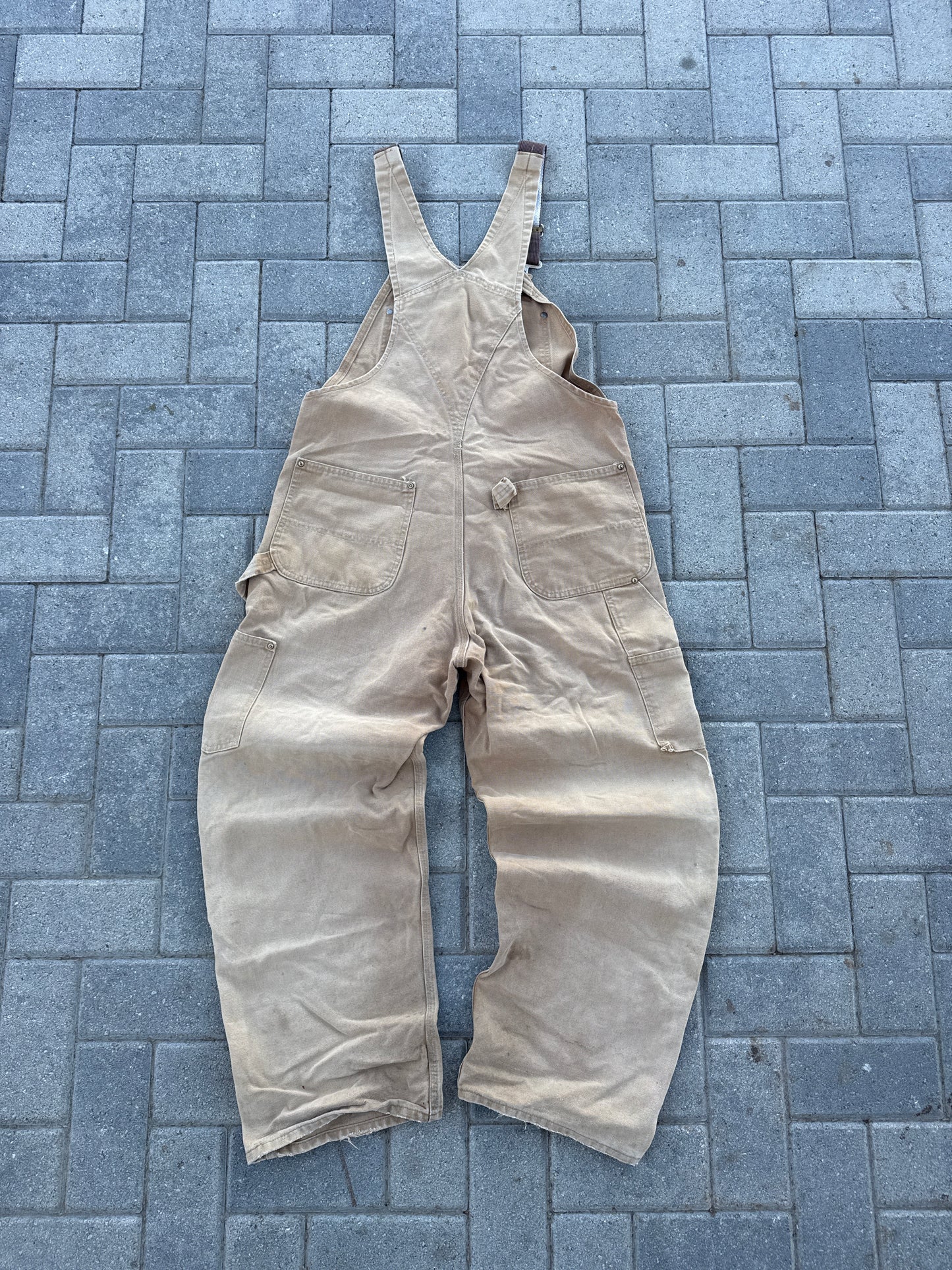 (36x30) Vintage Carhartt R07 Khaki Double-Knee Overalls