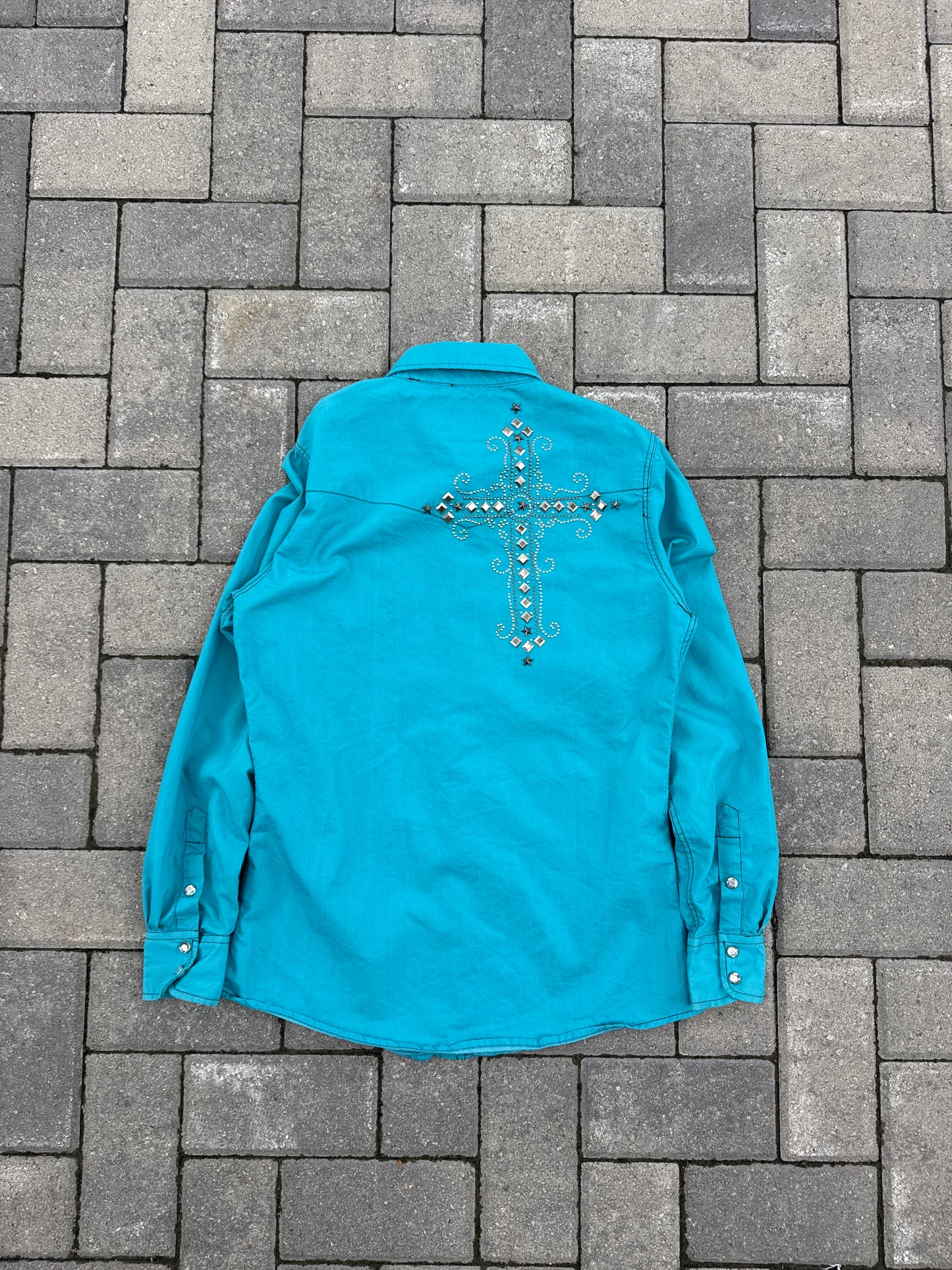 (M) Cow Girl Hardware Gemmed Button-Up Shirt
