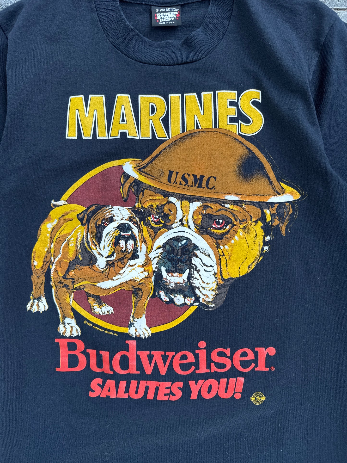 (M/L) 90s USMC Marines Bulldog Tee