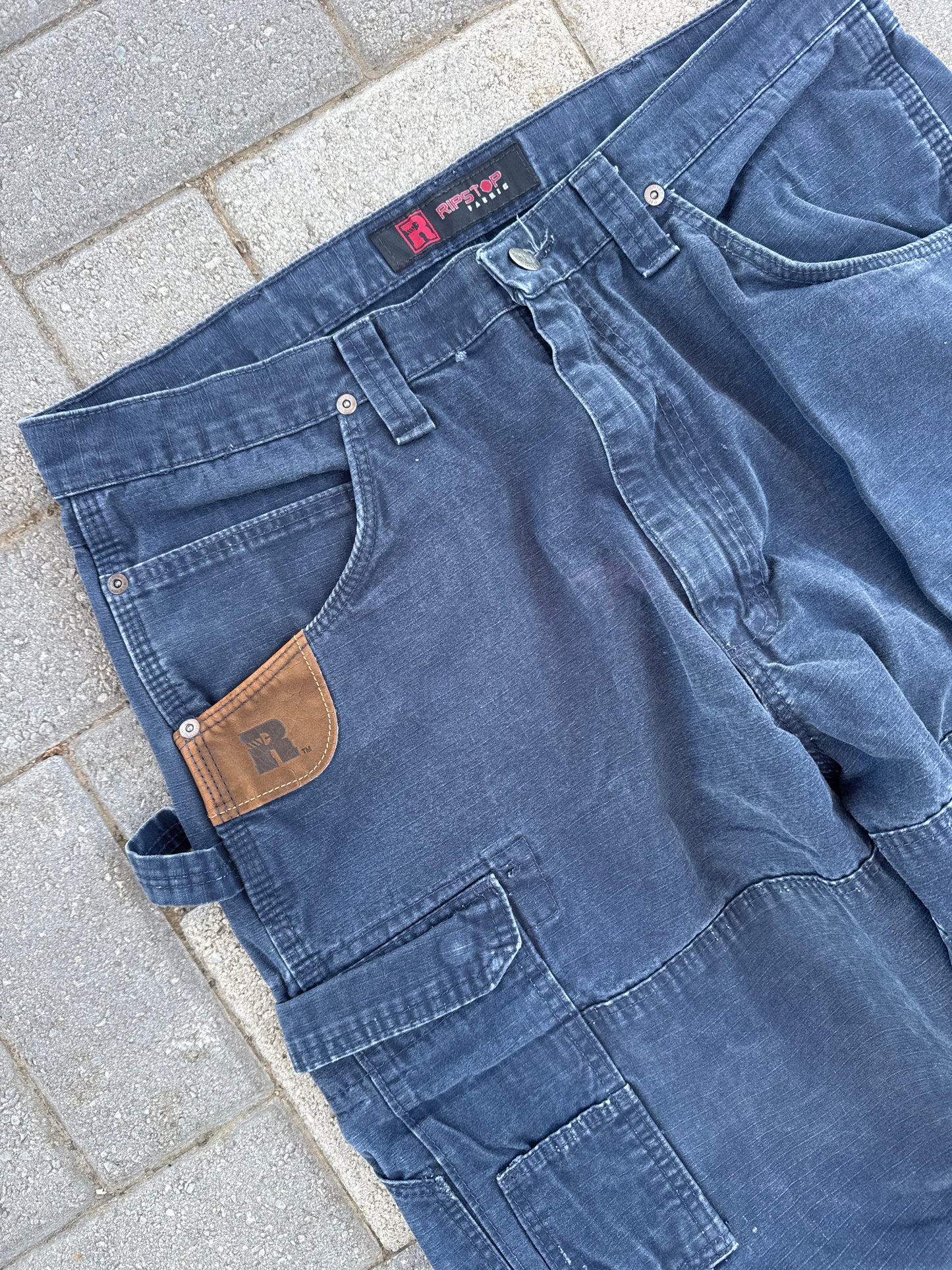 (36x34) Wrangler Riggs Double-Knee Blue Dungaree Pants