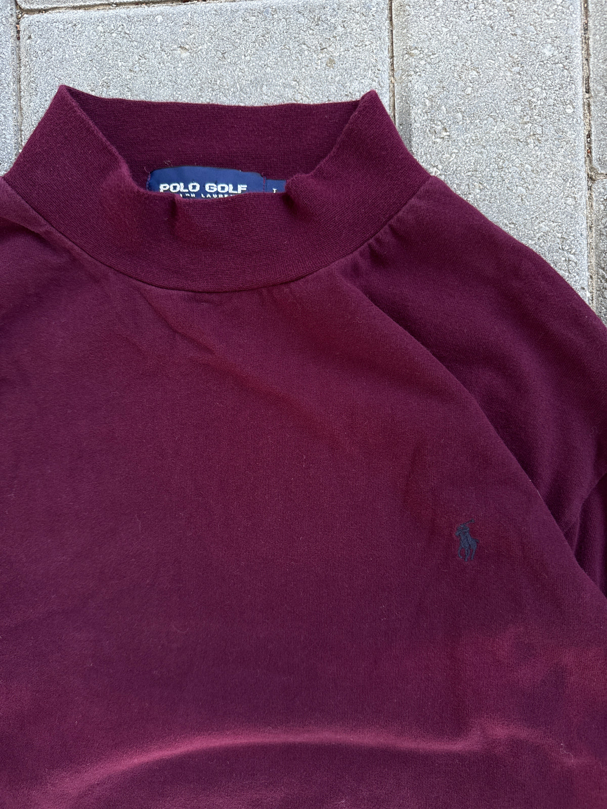 (L) Polo Golf Ralph Lauren Maroon Turtle-Neck Long Sleeve