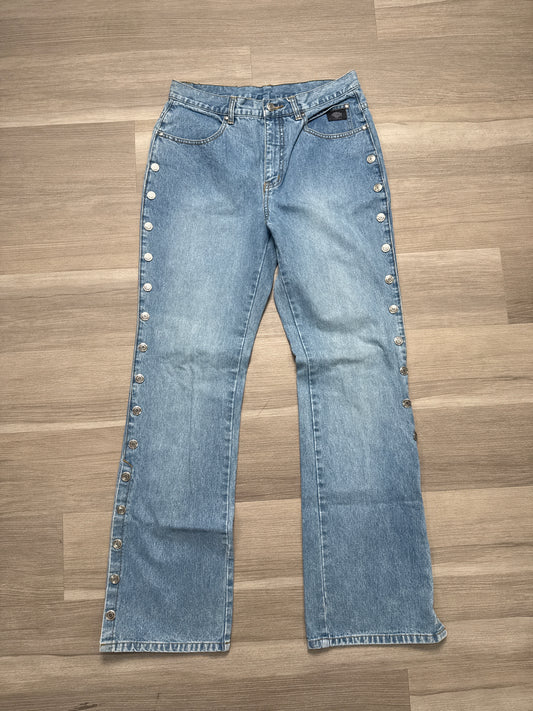 (33) Women Harley Davidson Side Snap Boot Cut Jeans