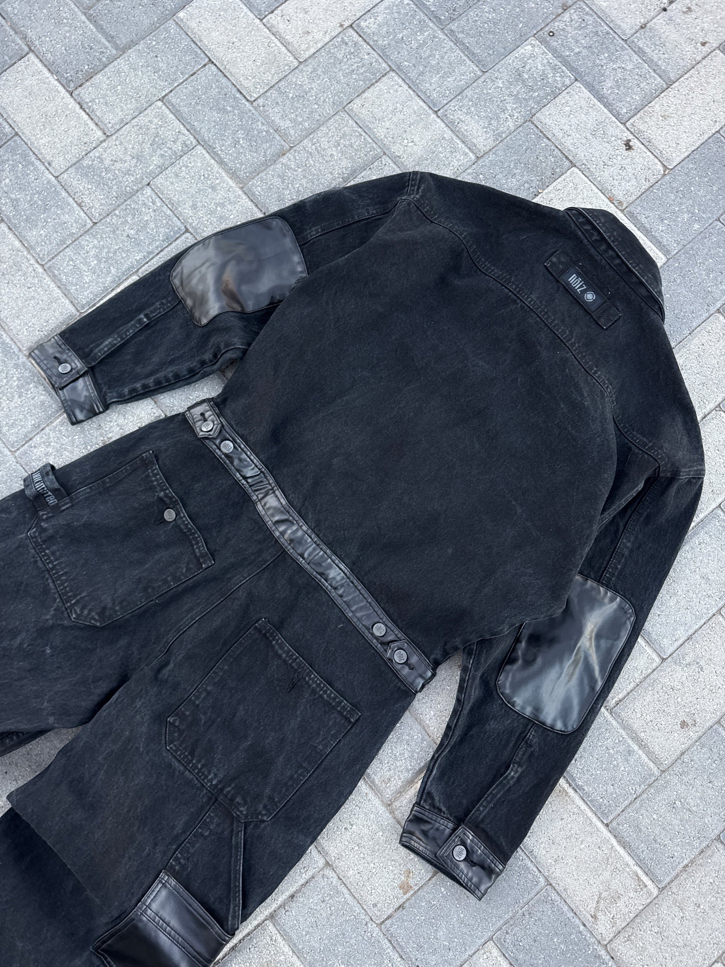 (M) Y2K Nōiz Black Leather Coveralls