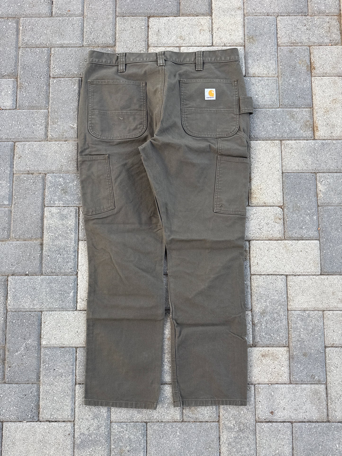 (36x30) Carhartt Slim Fit Double-Knee Green Dungaree Pants