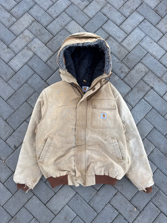 (XL) Tan Carhartt Quilted Hooded Jacket