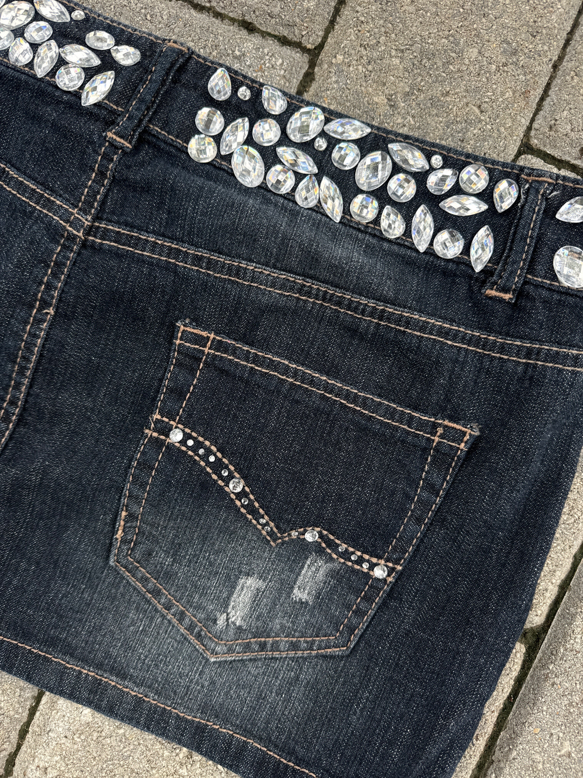 (9) Wall Flower Gemmed Denim Skirt