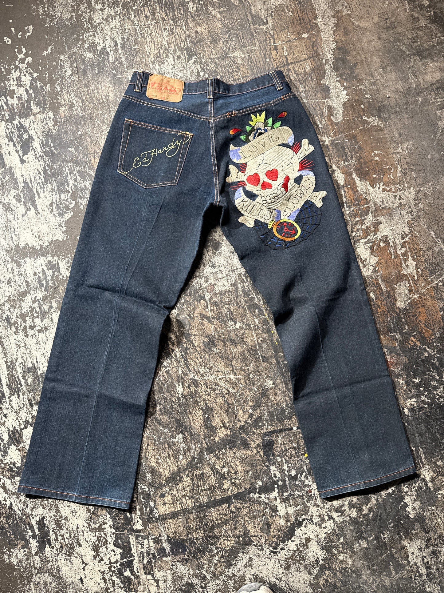 (36x34) Y2K Men’s Ed Hardy Denims Embroidered