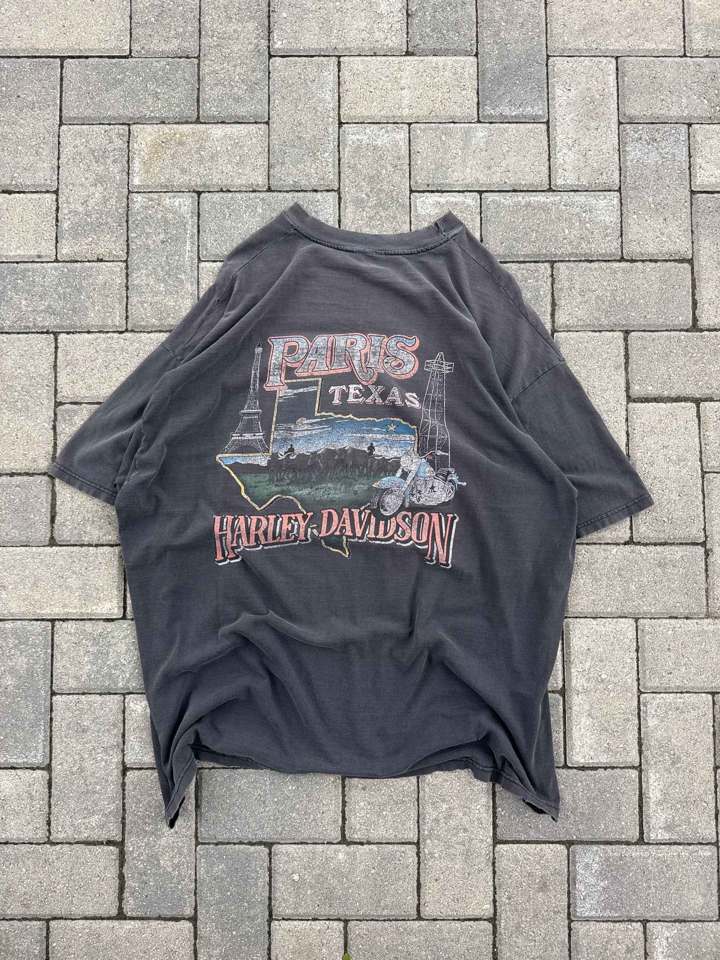 (2XL) Vintage Harley Davidson Paris, TX Tee