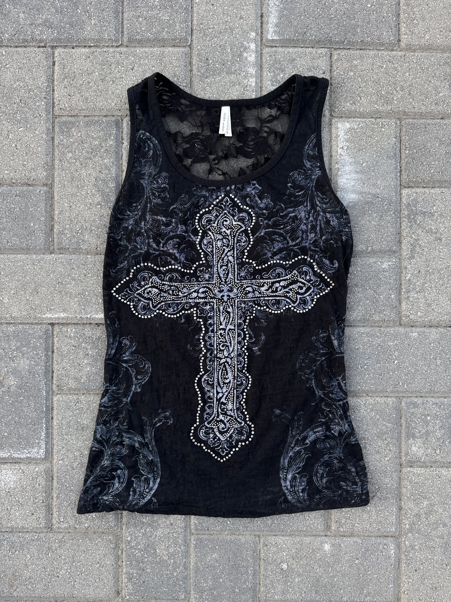 (L) Zona Libre Cross Y2K Tank Top
