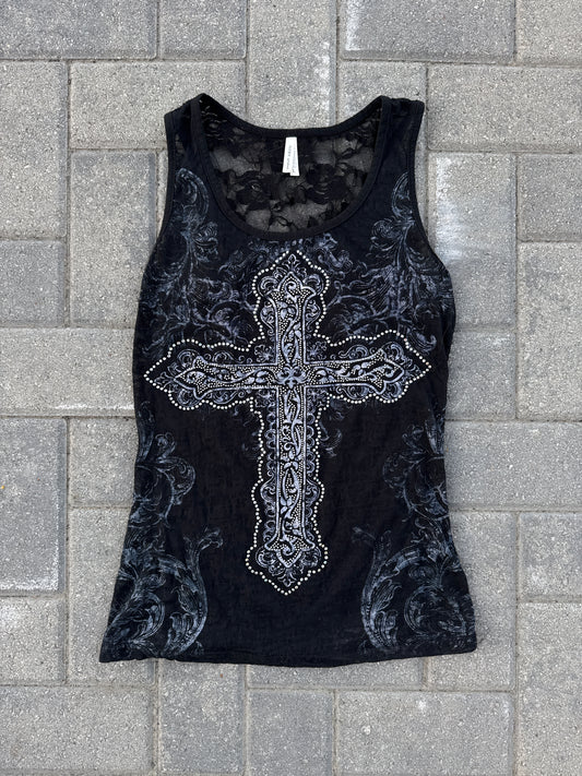 (L) Zona Libre Cross Y2K Tank Top
