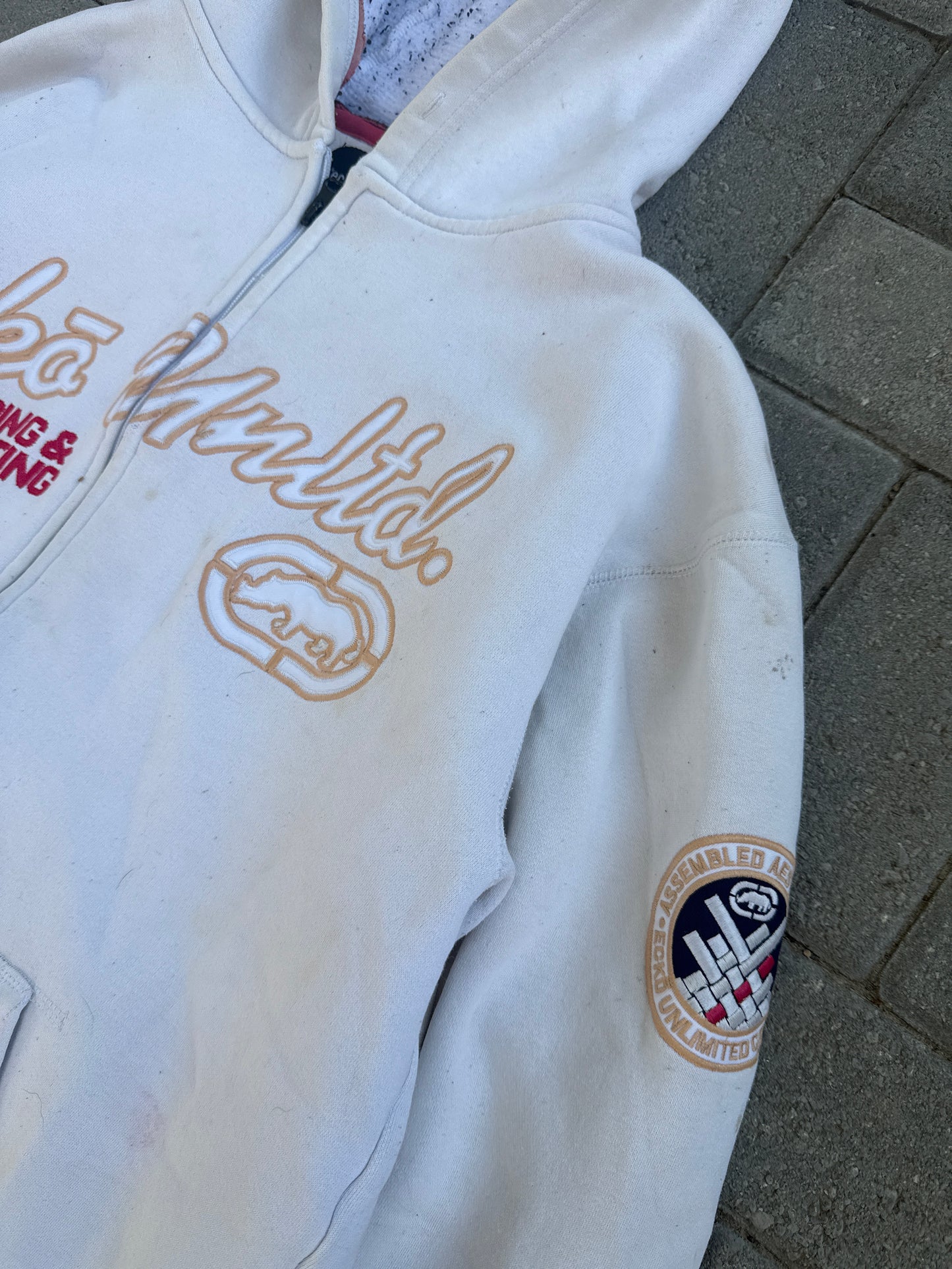 (XL) Y2K White Ecko Unltd. Zip Up Hoodie