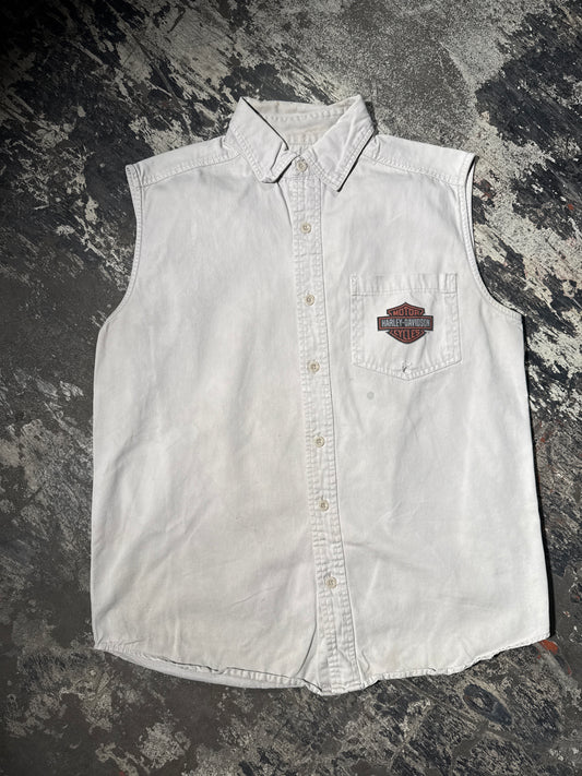 (XL) Harley Davidson Cutoff Button-Up Shirt