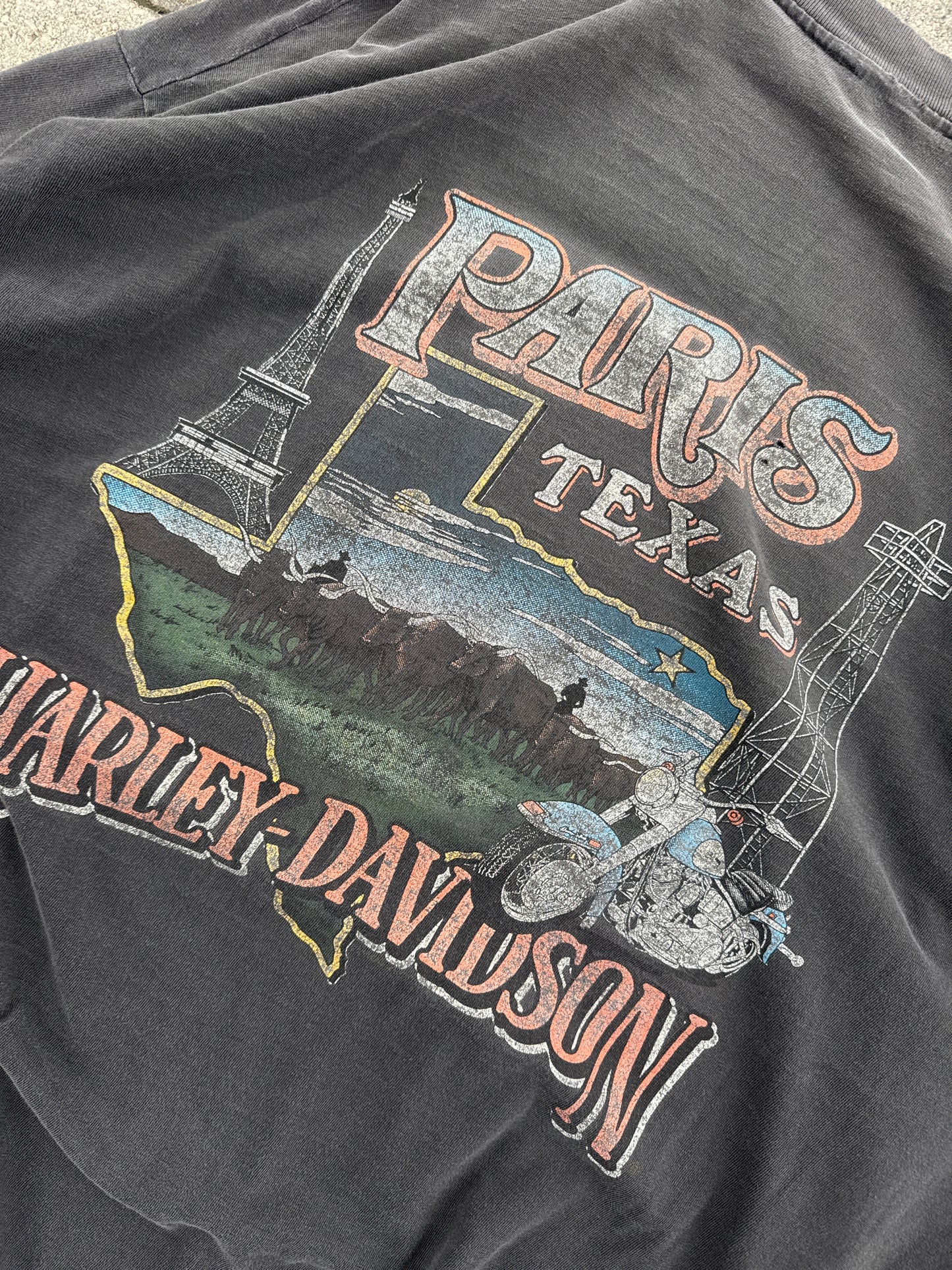 (2XL) Vintage Harley Davidson Paris, TX Tee