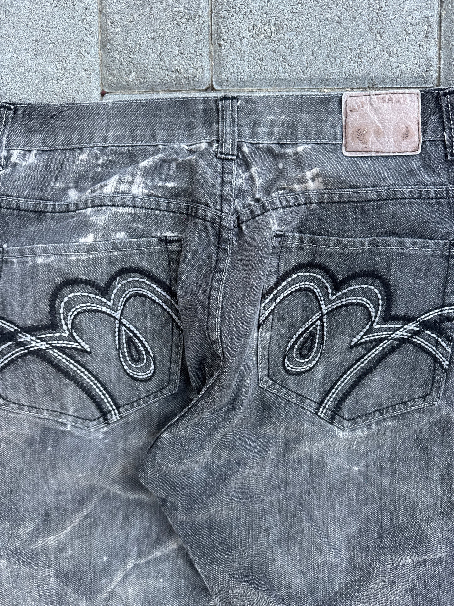 (38x30) King Marker Y2K Baggy Charcoal Denim Pants