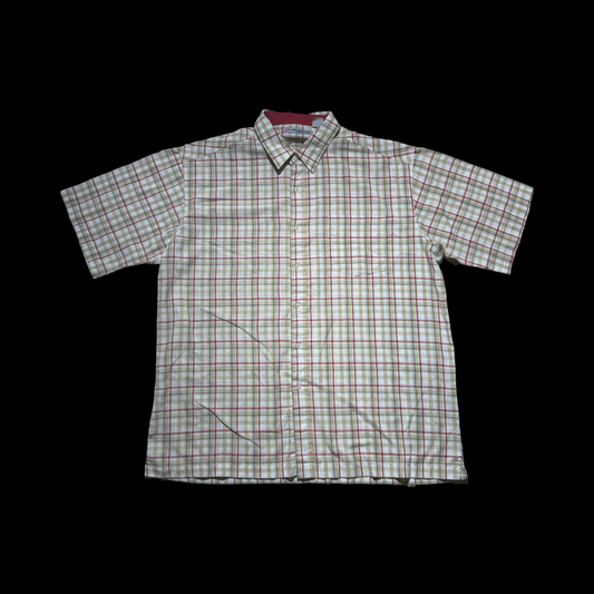 (XXL) Y2K Anchor Blue Plaid Shirt - Tan/Red