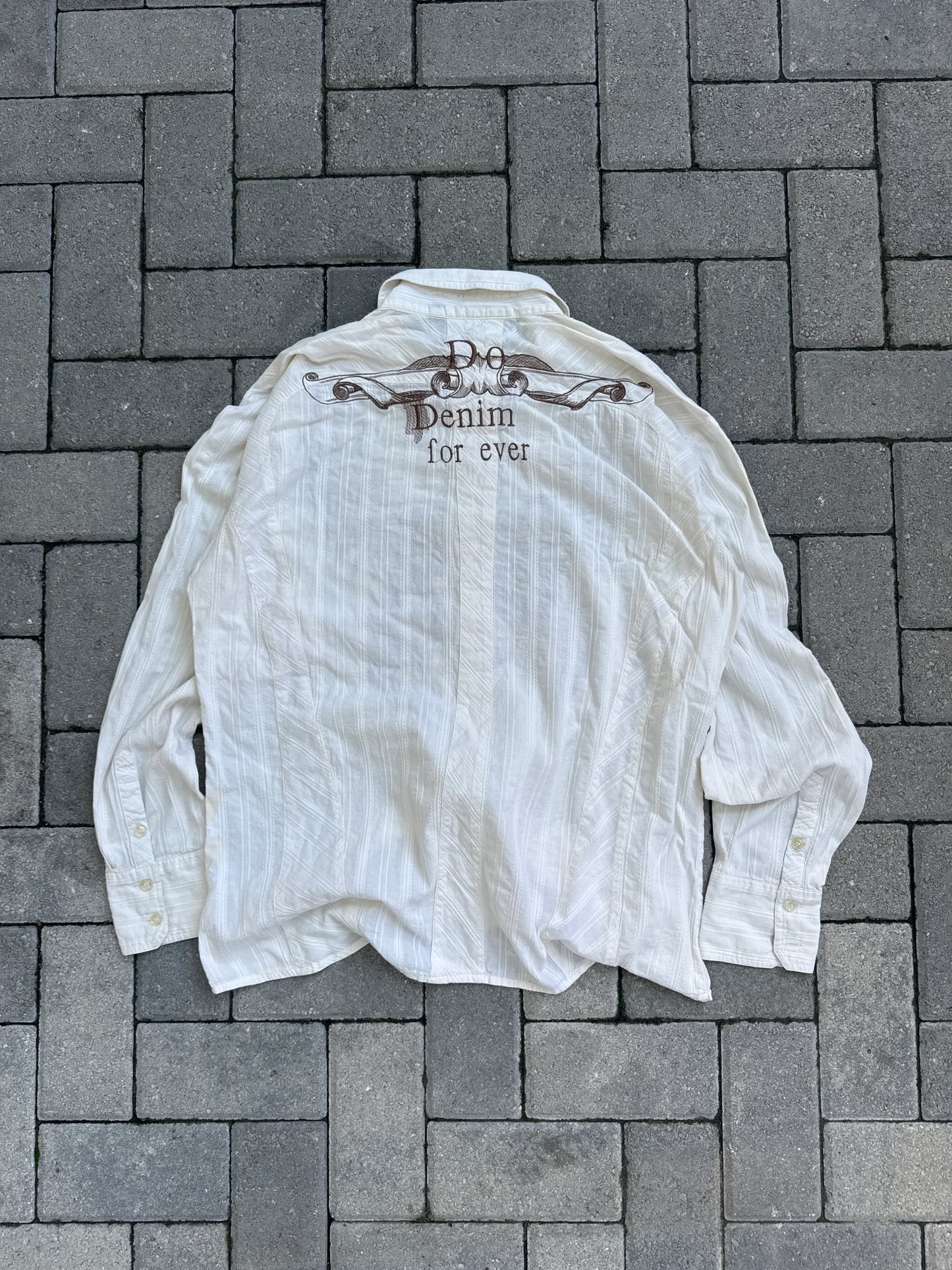 (2XL) Do Denim Y2K Embroidery Button-Up