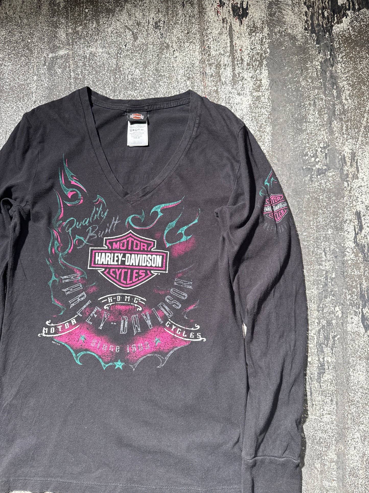 (M) Black & Pink Harley Davidson Longsleeve