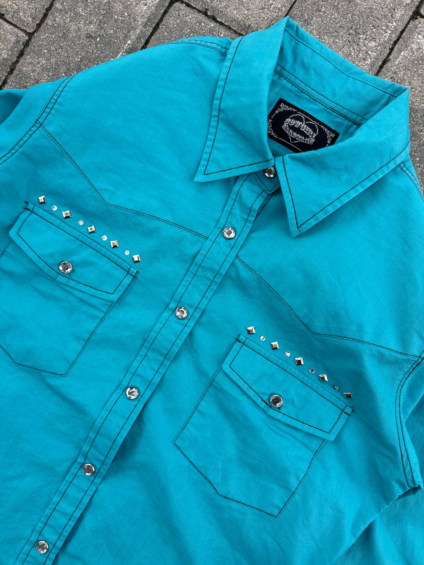 (M) Cow Girl Hardware Gemmed Button-Up Shirt