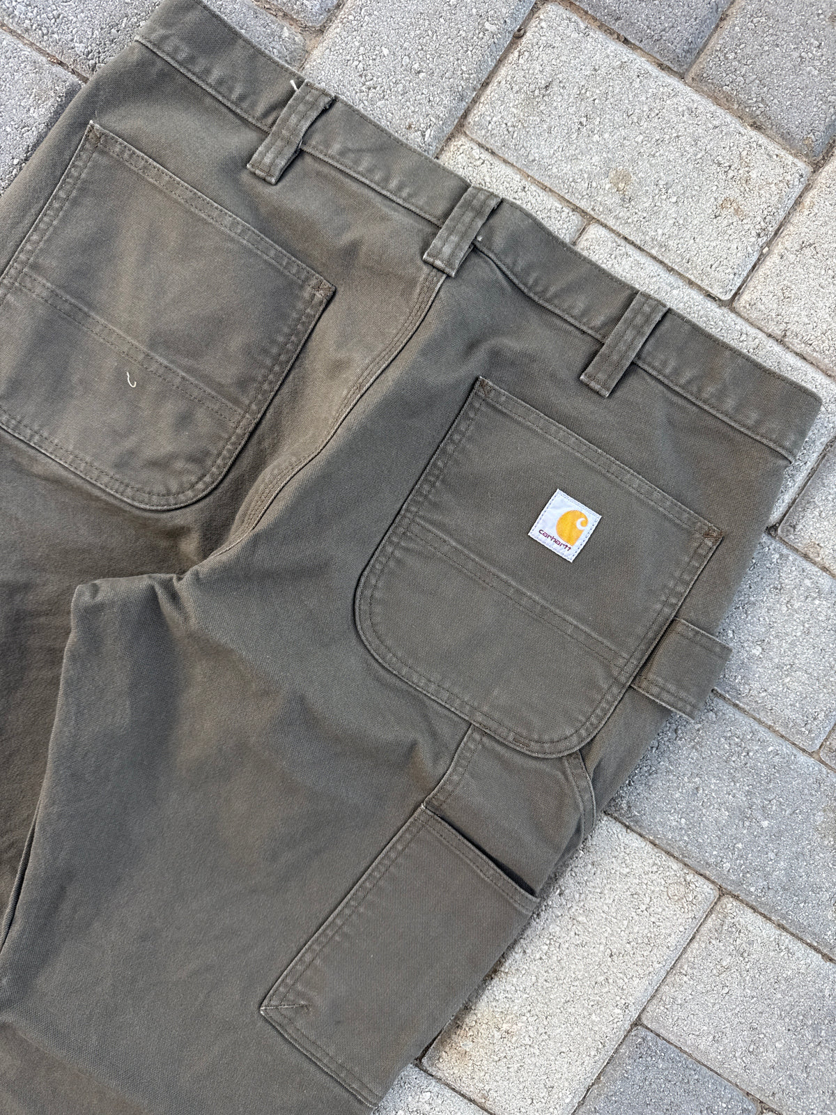 (36x30) Carhartt Slim Fit Double-Knee Green Dungaree Pants