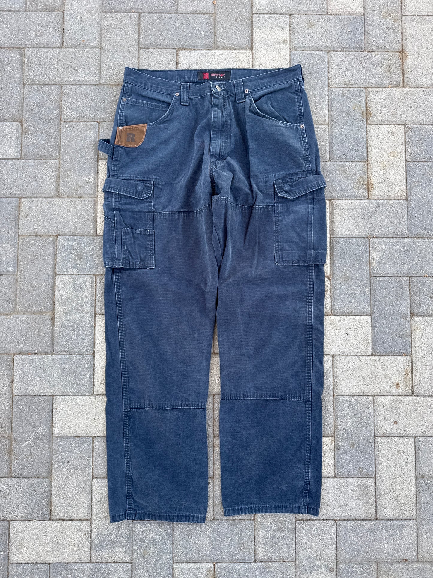 (36x34) Wrangler Riggs Double-Knee Blue Dungaree Pants