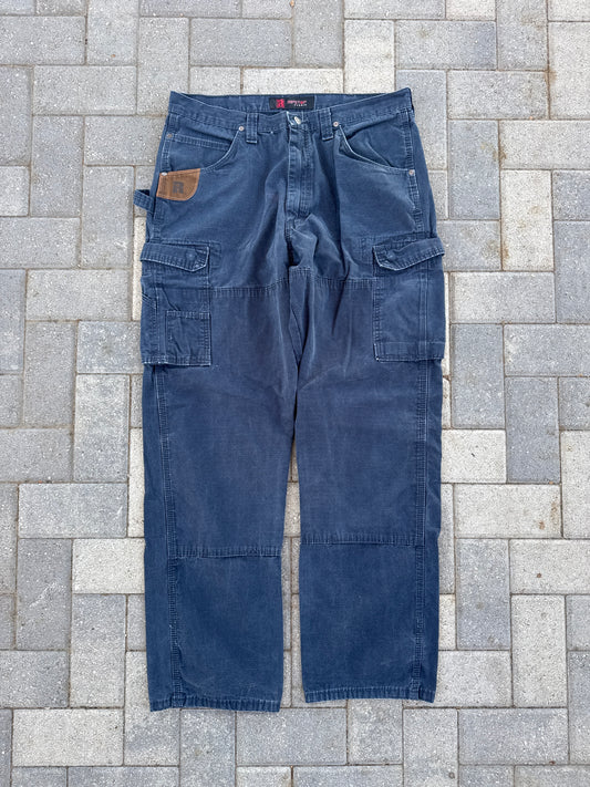 (36x34) Wrangler Riggs Double-Knee Blue Dungaree Pants