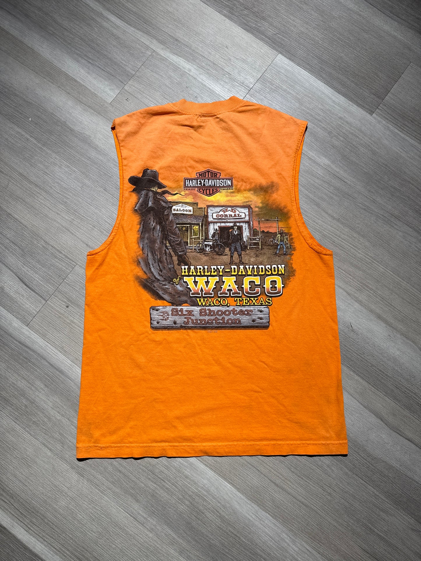 (XL) Orange Harley Davidson Waco Cutoff T-shirt