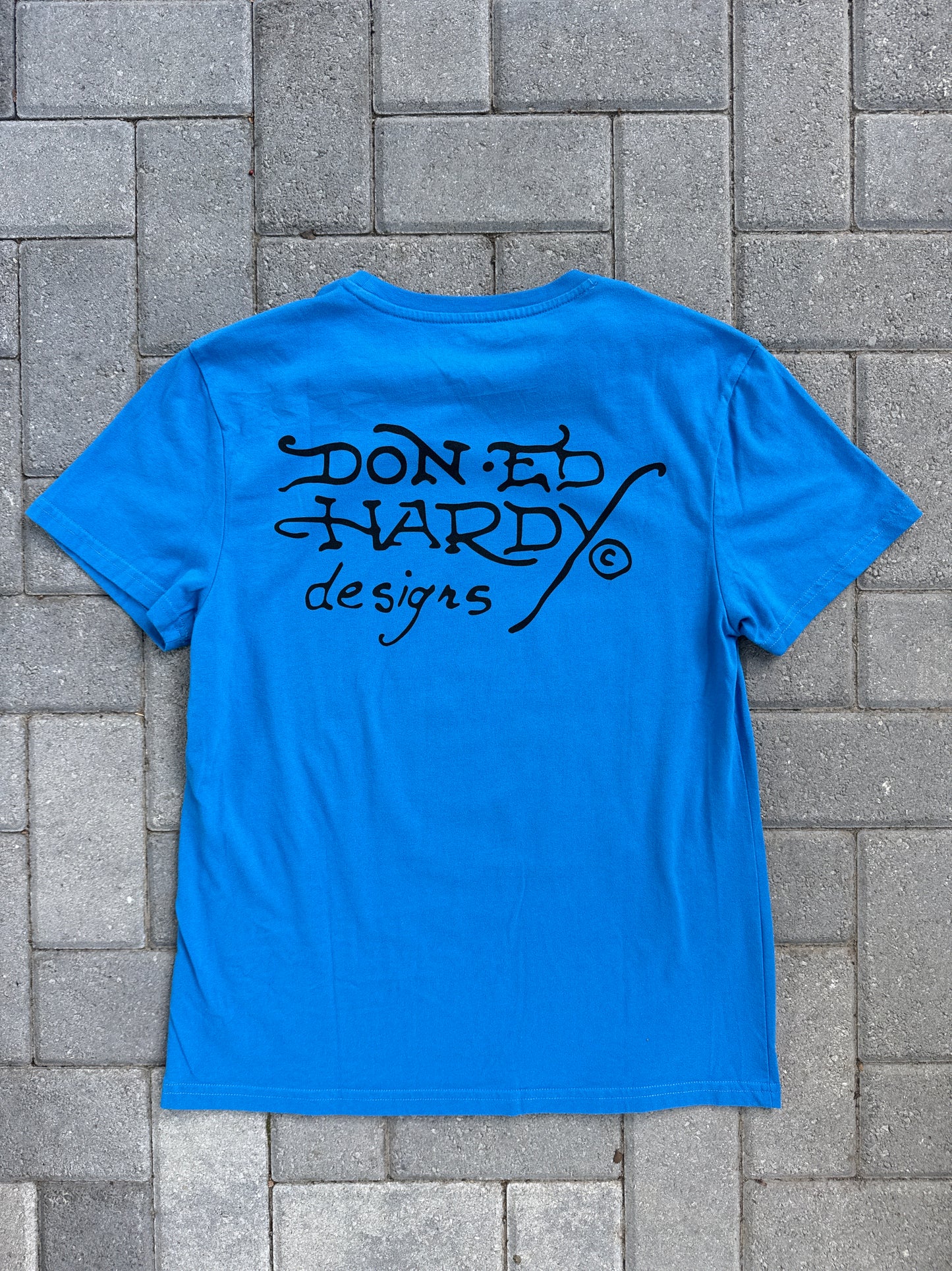 (M) Blue Y2K Bedazzled Ed Hardy Tee