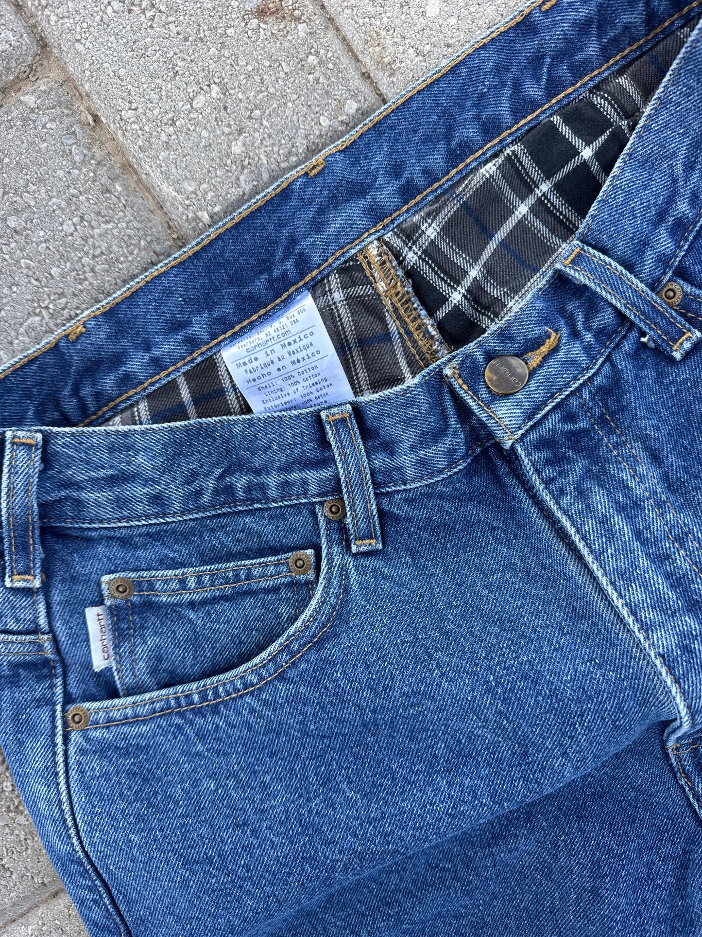 (33x34) Vintage Carhartt B172 Flannel Lined Denim Pants