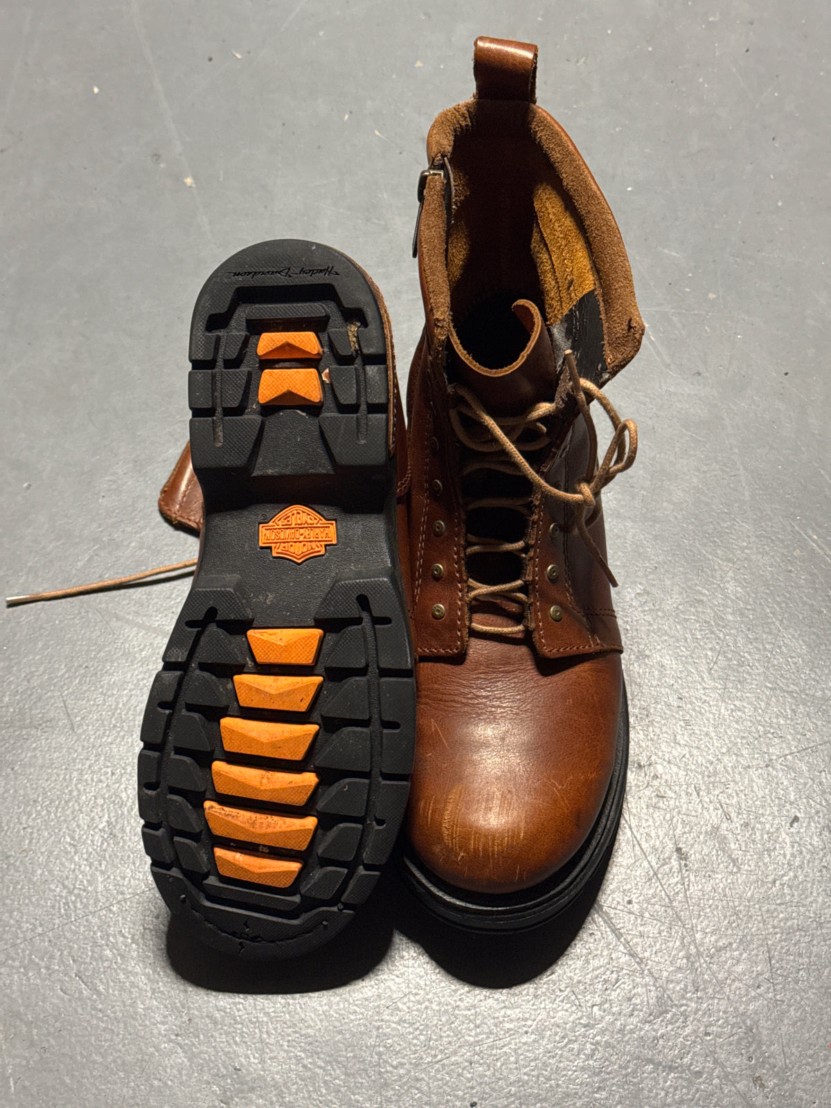 (9) Harley Davidson Brown Leather Boots