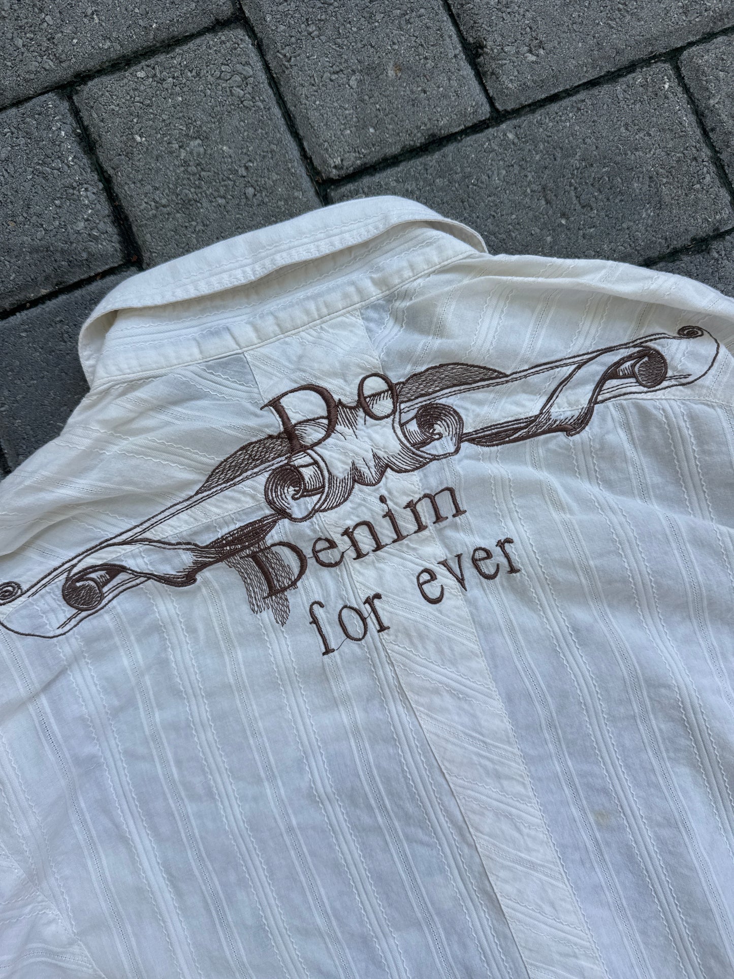 (2XL) Do Denim Y2K Embroidery Button-Up