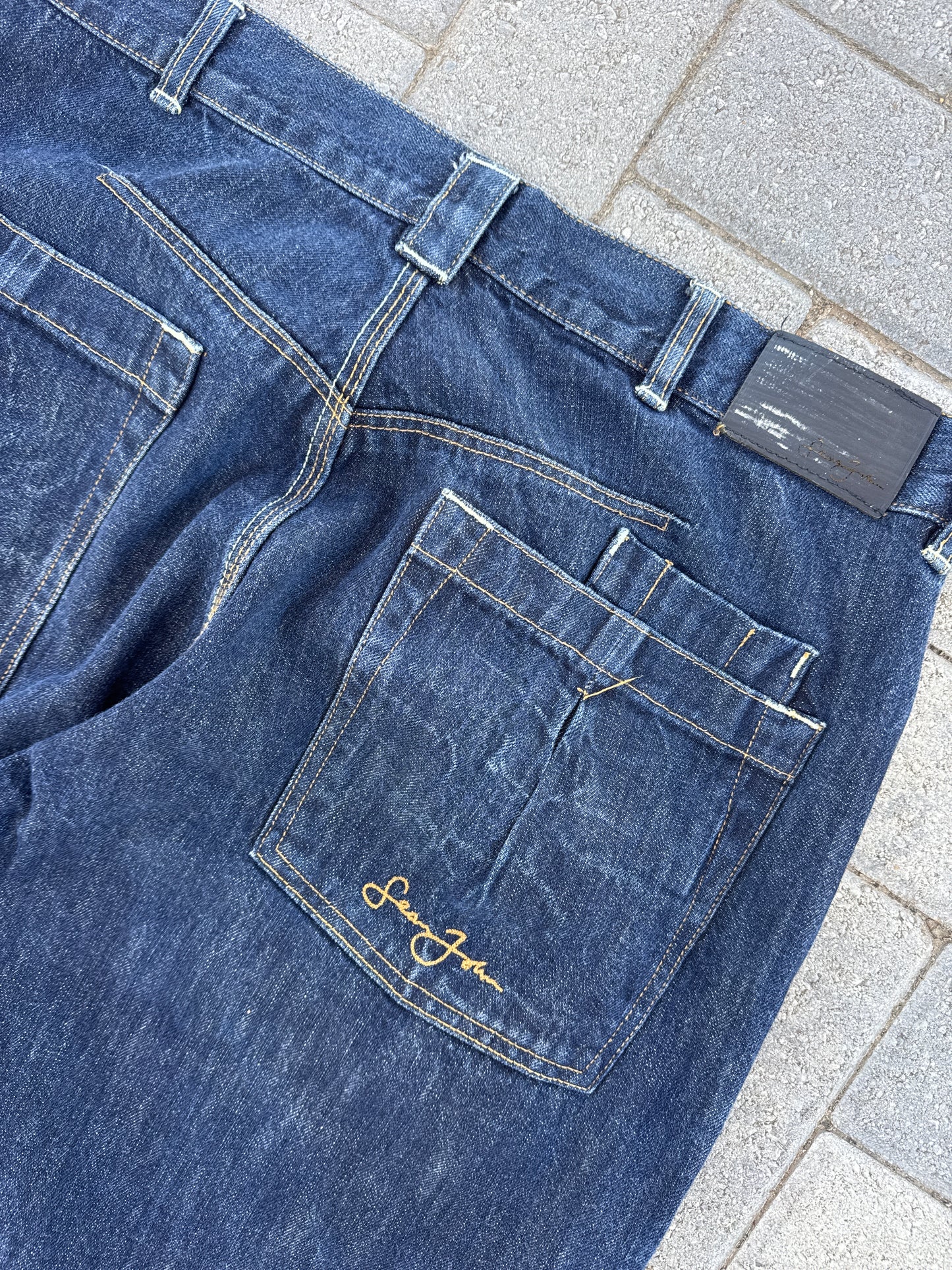 (38x30) Sean John Double-Knee Baggy Denim Pants