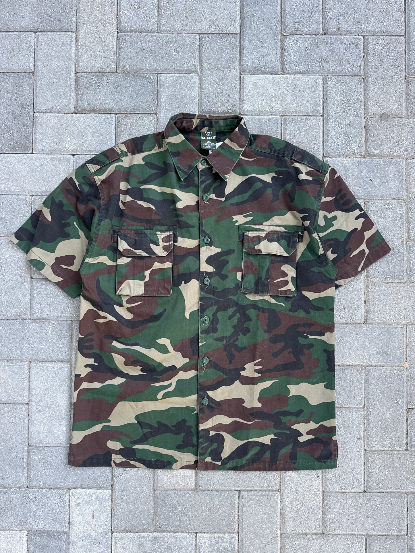 (XL) Y2K M.FFATT Army Camo Button-Up