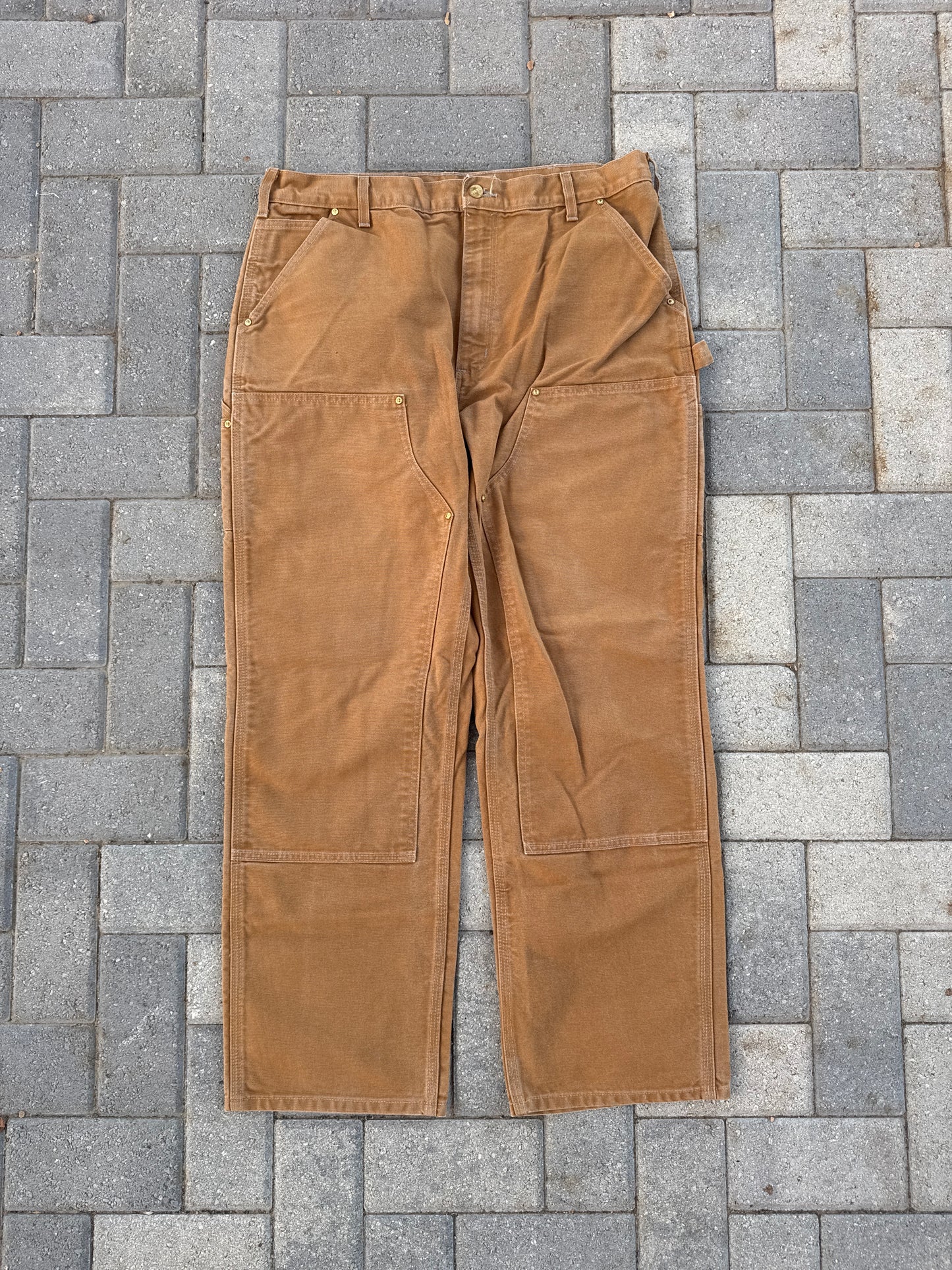 (38x32) Carhartt B01 Double-Knee Khaki Denim Pants