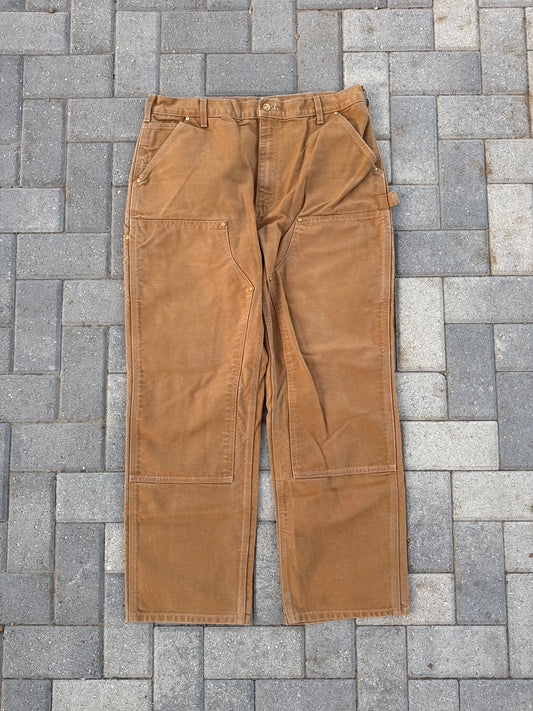 (38x32) Carhartt B01 Double-Knee Khaki Denim Pants