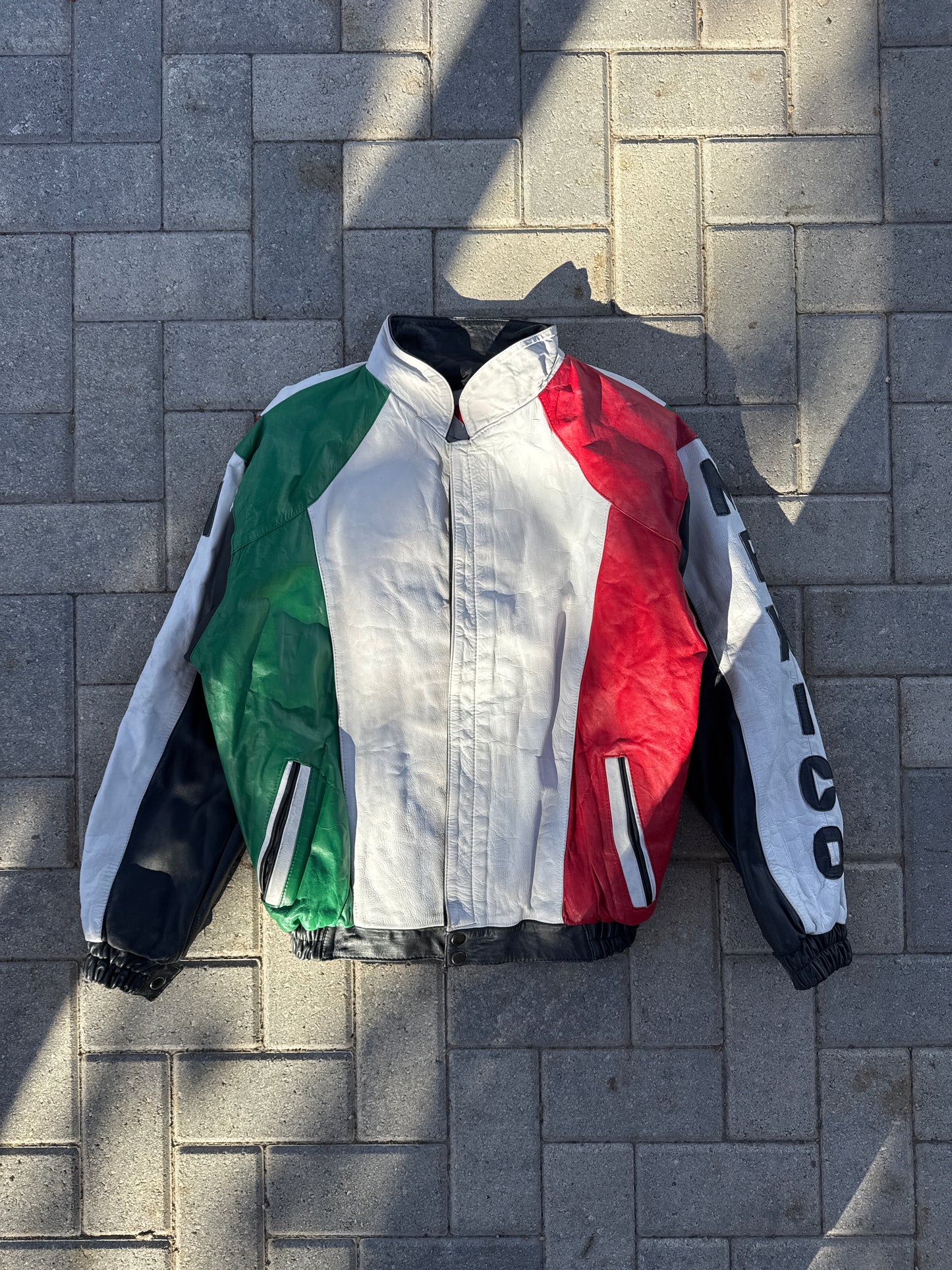 (L) Vintage Mexico Reversible Eagle Leather Jacket