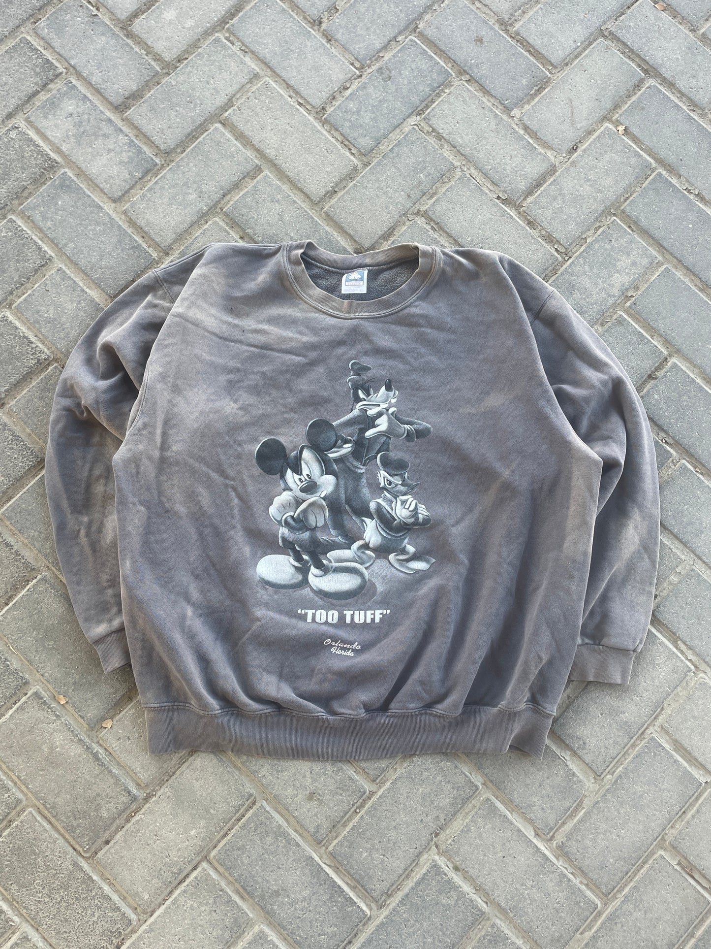 (XL) 90s Grey “Too Tuff” Dinsey Crewneck