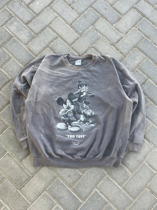 (XL) 90s Grey “Too Tuff” Dinsey Crewneck