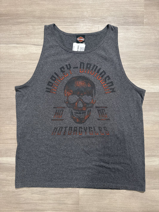 (XL) Harley Davidson Grey Skull Tank Top